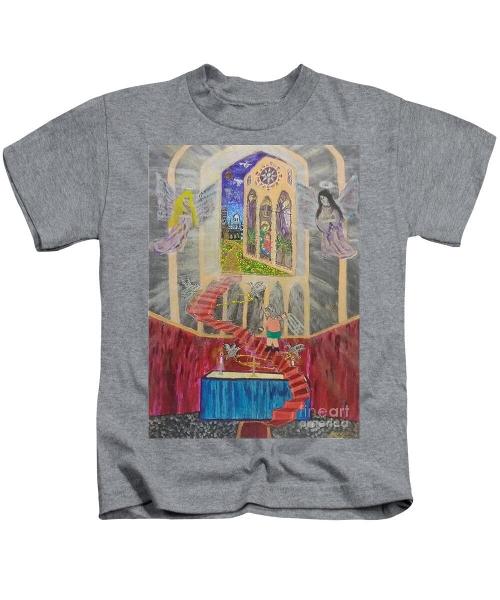 God Kids T-Shirt featuring the mixed media An Adventure Begins by David Westwood