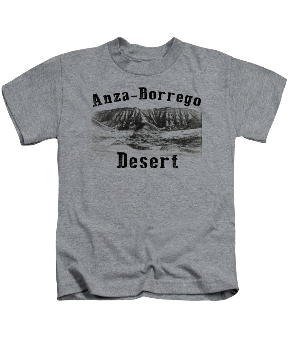 Anza-borrego Desert Kids T-Shirt featuring the digital art Anza-Borrego Desert - Black by Peter Tellone