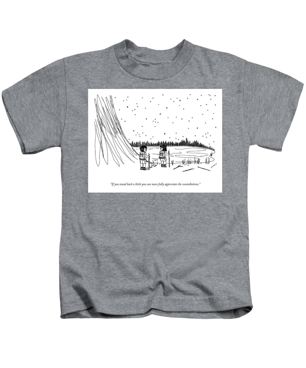 If You Stand Back A Little You Can More Fully Appreciate The Constellations. Kids T-Shirt featuring the drawing Appreciate The Constellations by Justin Sheen