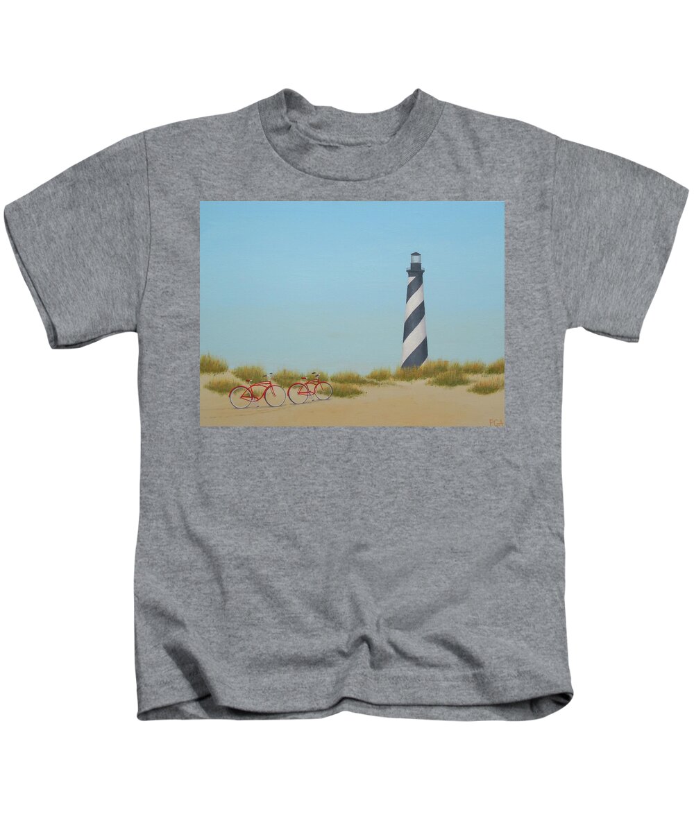 Cape Hatteras Kids T-Shirt featuring the painting Arriving at Cape Hatteras by Phyllis Andrews