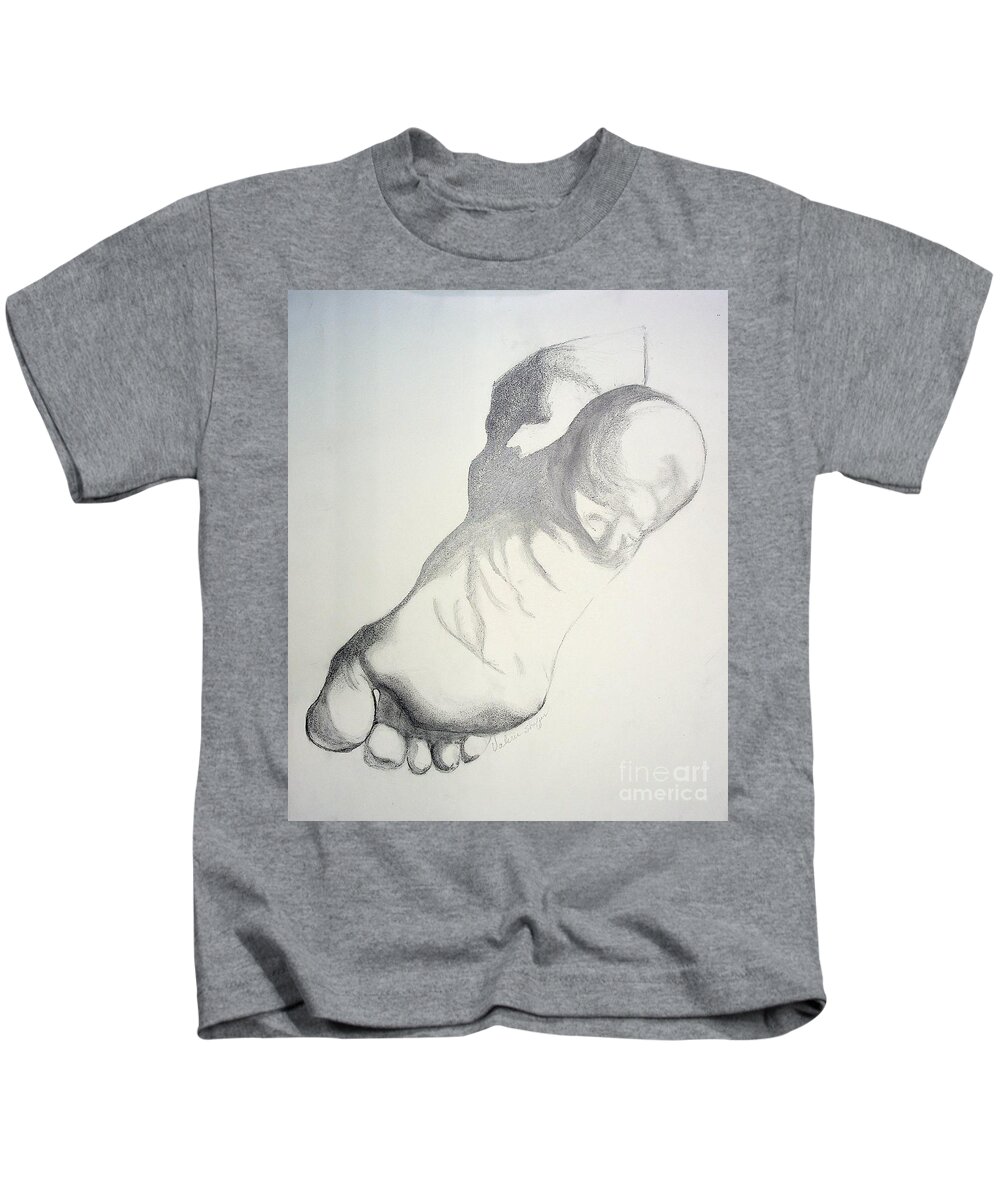 Foot Kids T-Shirt featuring the drawing Art has sole by Valerie Shaffer