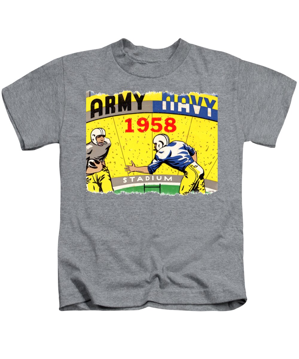 1958 Army Navy Football Game Kids T-Shirt featuring the mixed media 1958 Army vs. Navy by Row One Brand