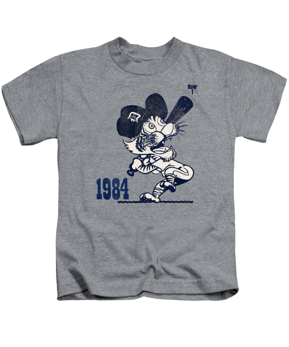 Detroit Kids T-Shirt featuring the mixed media 1984 Detroit Tigers Baseball Art by Row One Brand