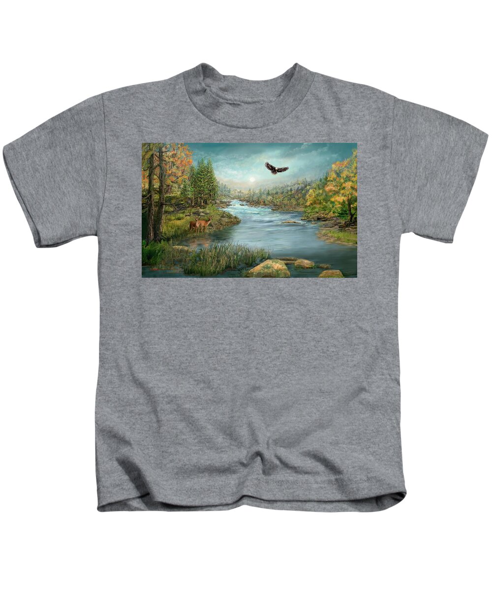 Autumn Kids T-Shirt featuring the digital art Autumn in the Air by Marilyn Cullingford