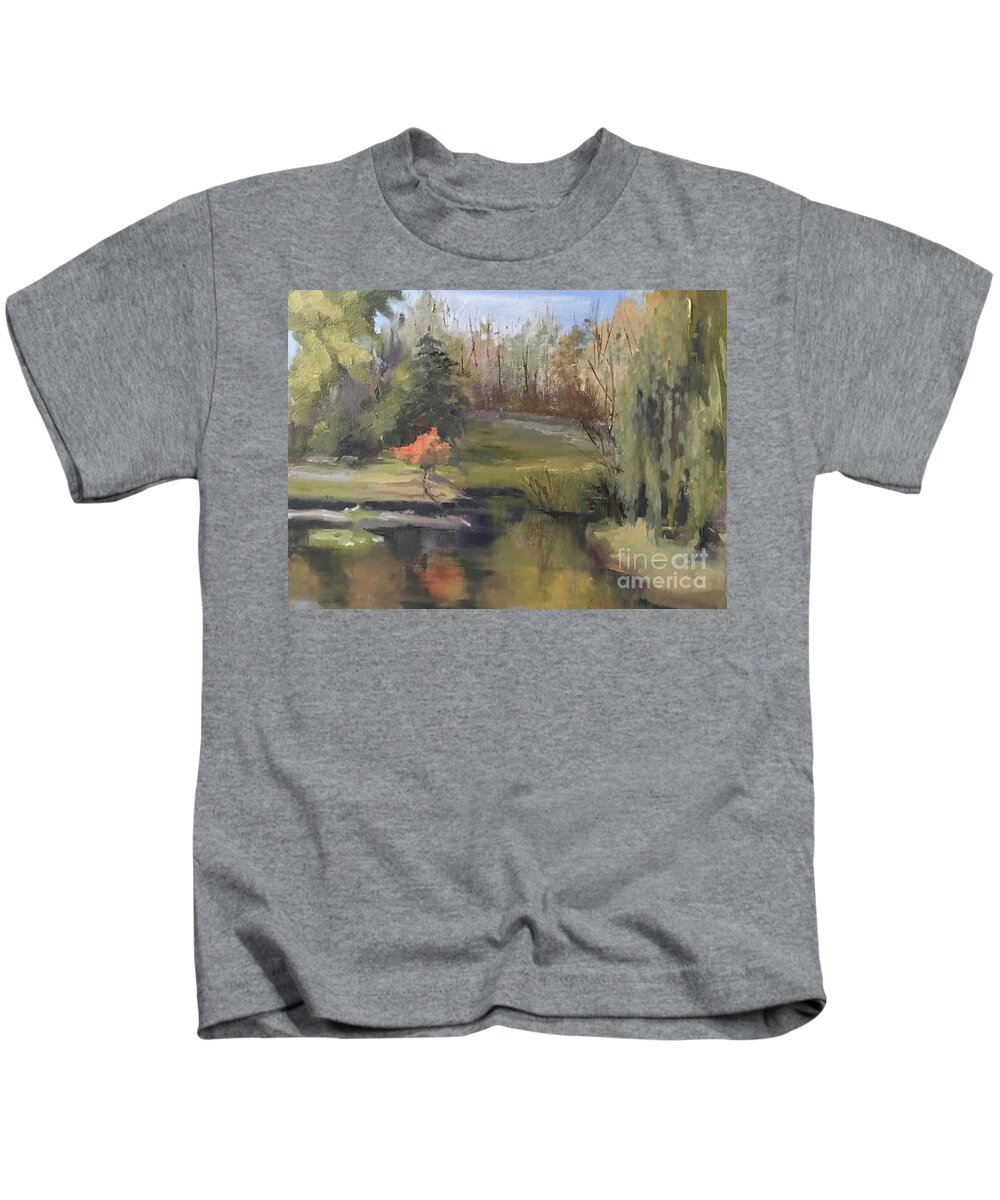 Landscape Kids T-Shirt featuring the painting Autumn in the Park by Lori Ippolito