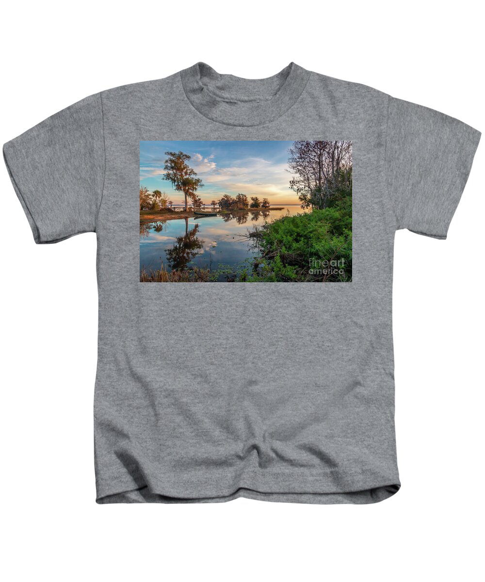 Canoe Kids T-Shirt featuring the photograph Awaiting Canoe by Tom Claud