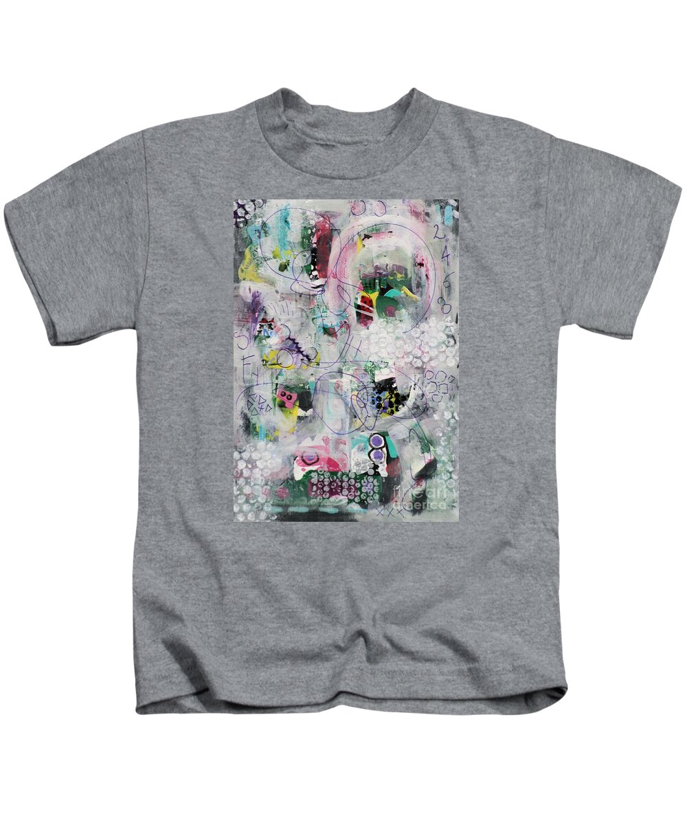 Abstract Acrylic Kids T-Shirt featuring the painting Back When by Jean Clarke