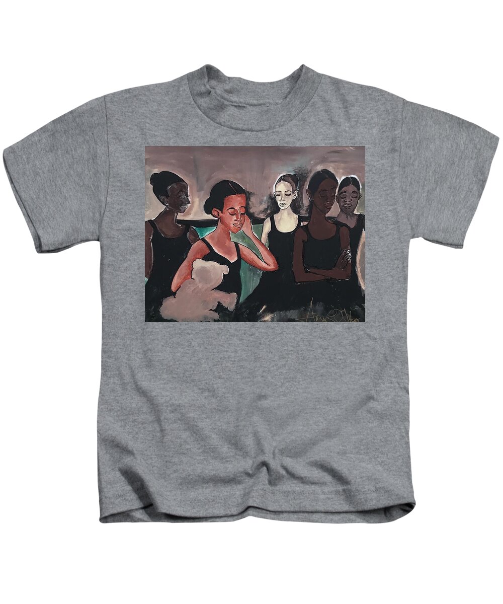  Kids T-Shirt featuring the painting Backstage by Angie ONeal