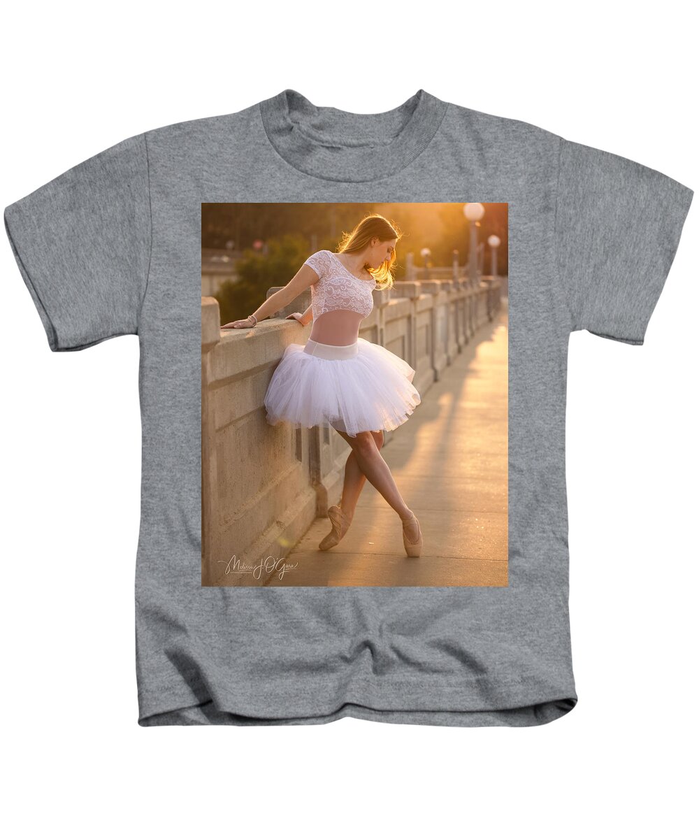 Ballerina Kids T-Shirt featuring the photograph Ballerina in the Sunset by Melissa OGara