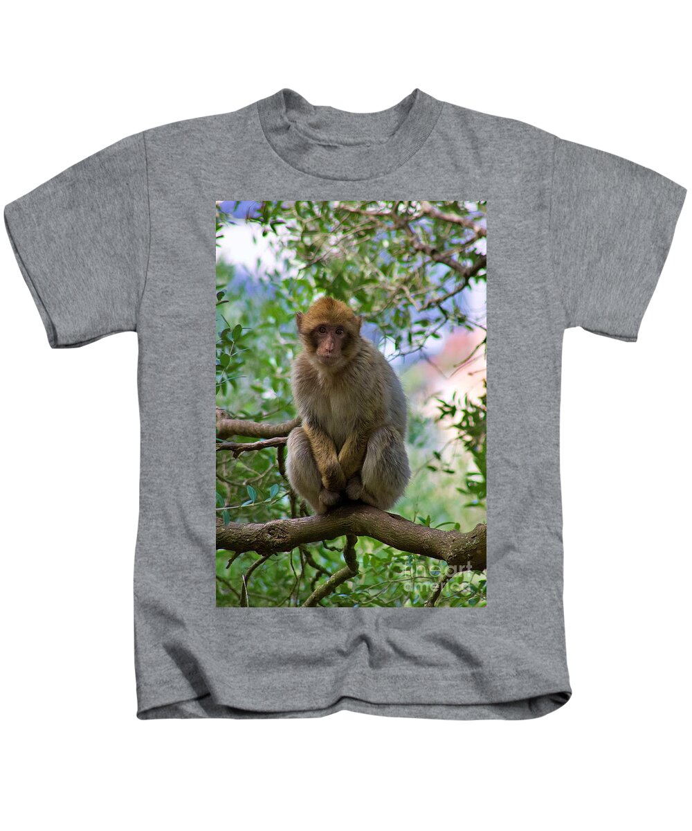 Monkey Kids T-Shirt featuring the photograph Barbary macaque by Yvonne M Smith