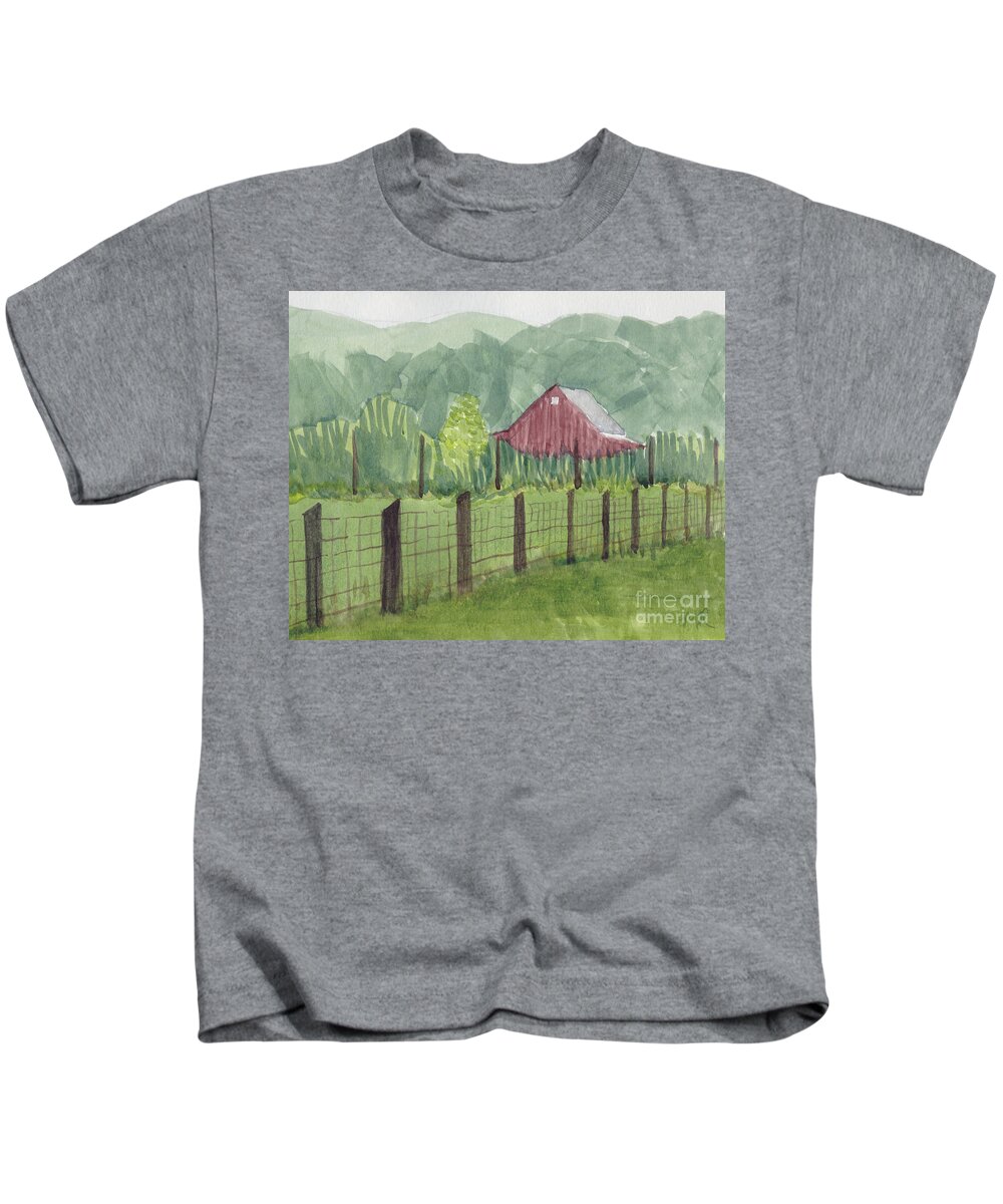 Maryland Farm Barn Kids T-Shirt featuring the painting Barn on Holly Drive by Maryland Outdoor Life