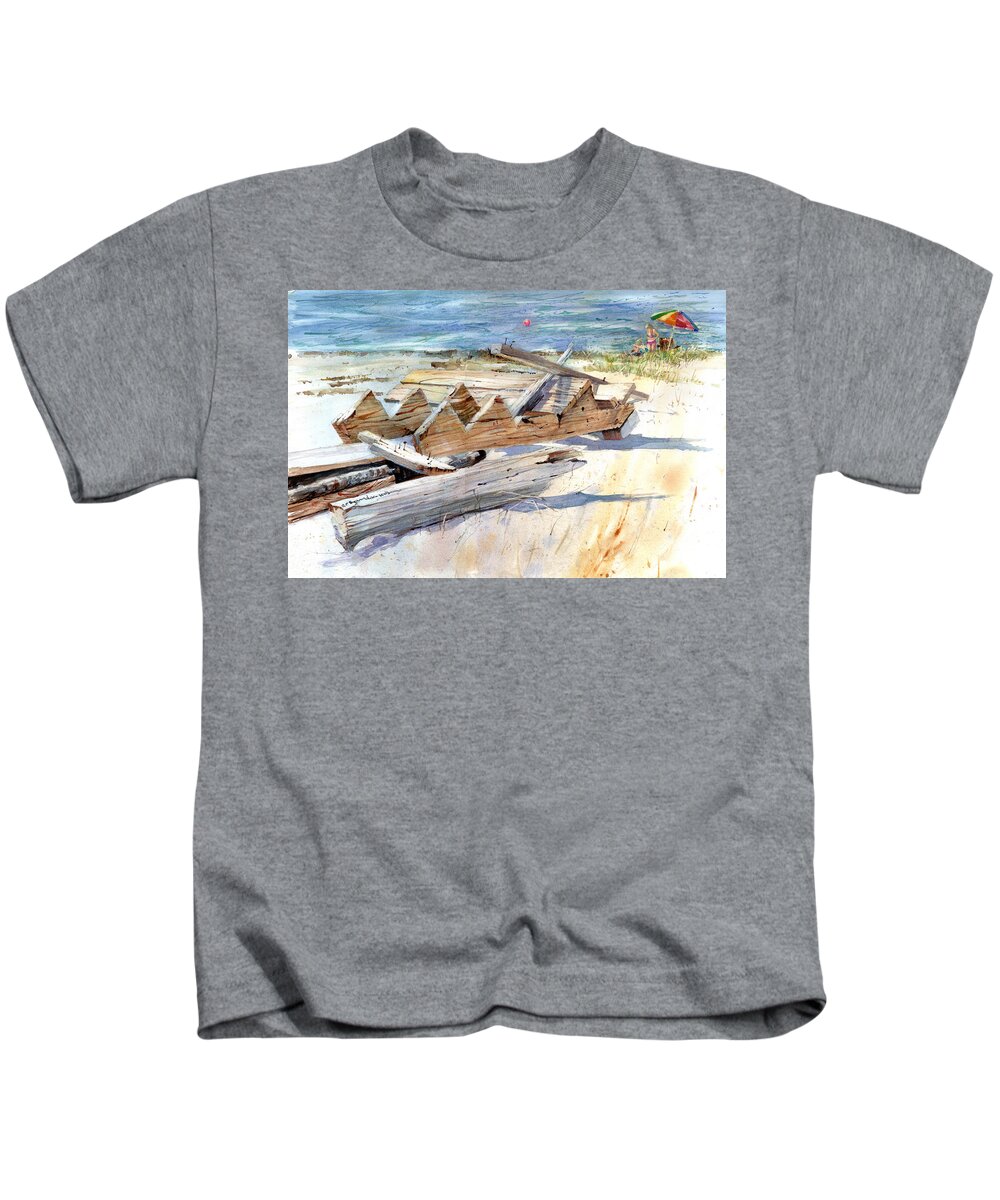 Beach Kids T-Shirt featuring the painting Beach Debris by P Anthony Visco