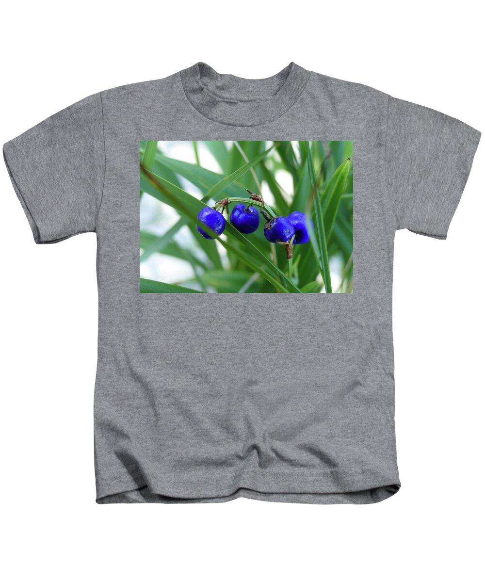 Plants Kids T-Shirt featuring the photograph Beautiful Blue Berries by Maryse Jansen