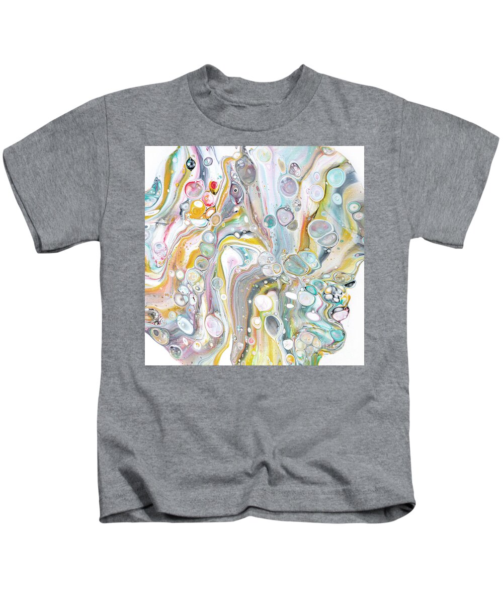 Abstract Fluid Acrylic Painting Kids T-Shirt featuring the painting Beauty Salon Blues by Jane Crabtree