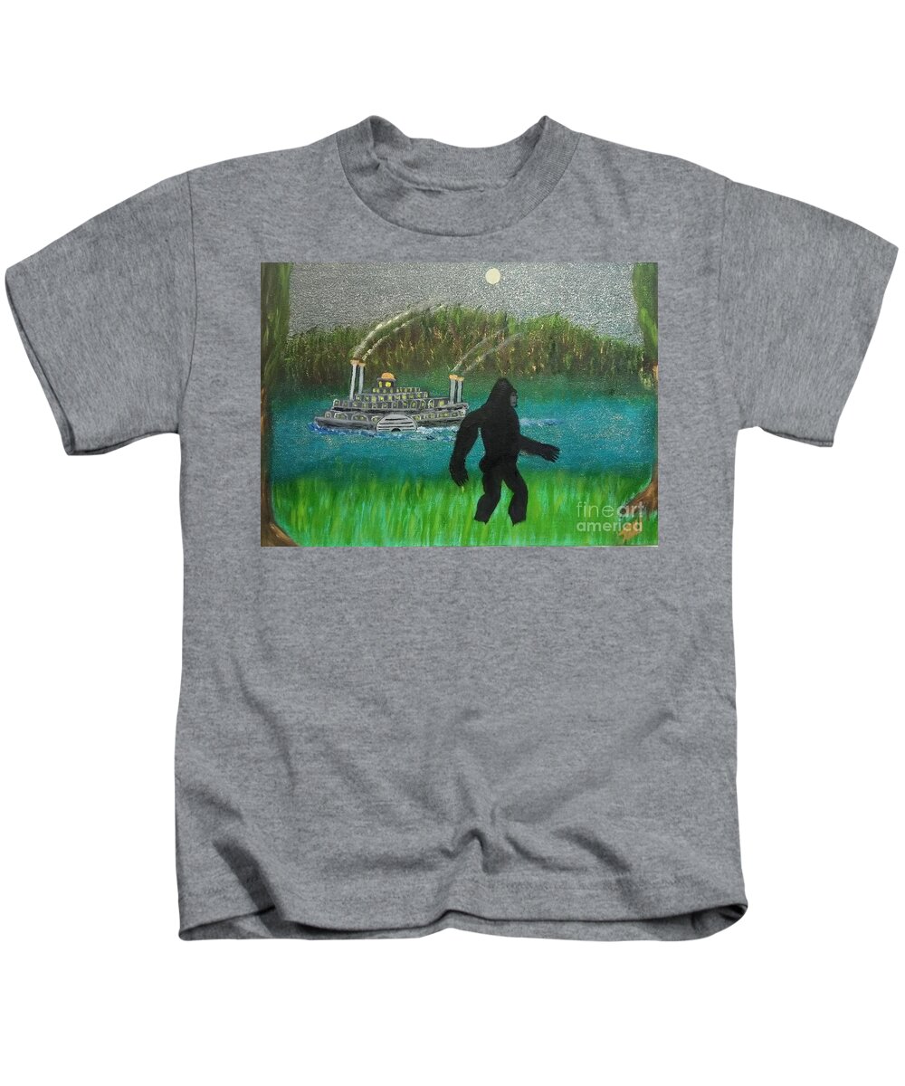 Bigfoot Kids T-Shirt featuring the painting Big Foot by David Westwood