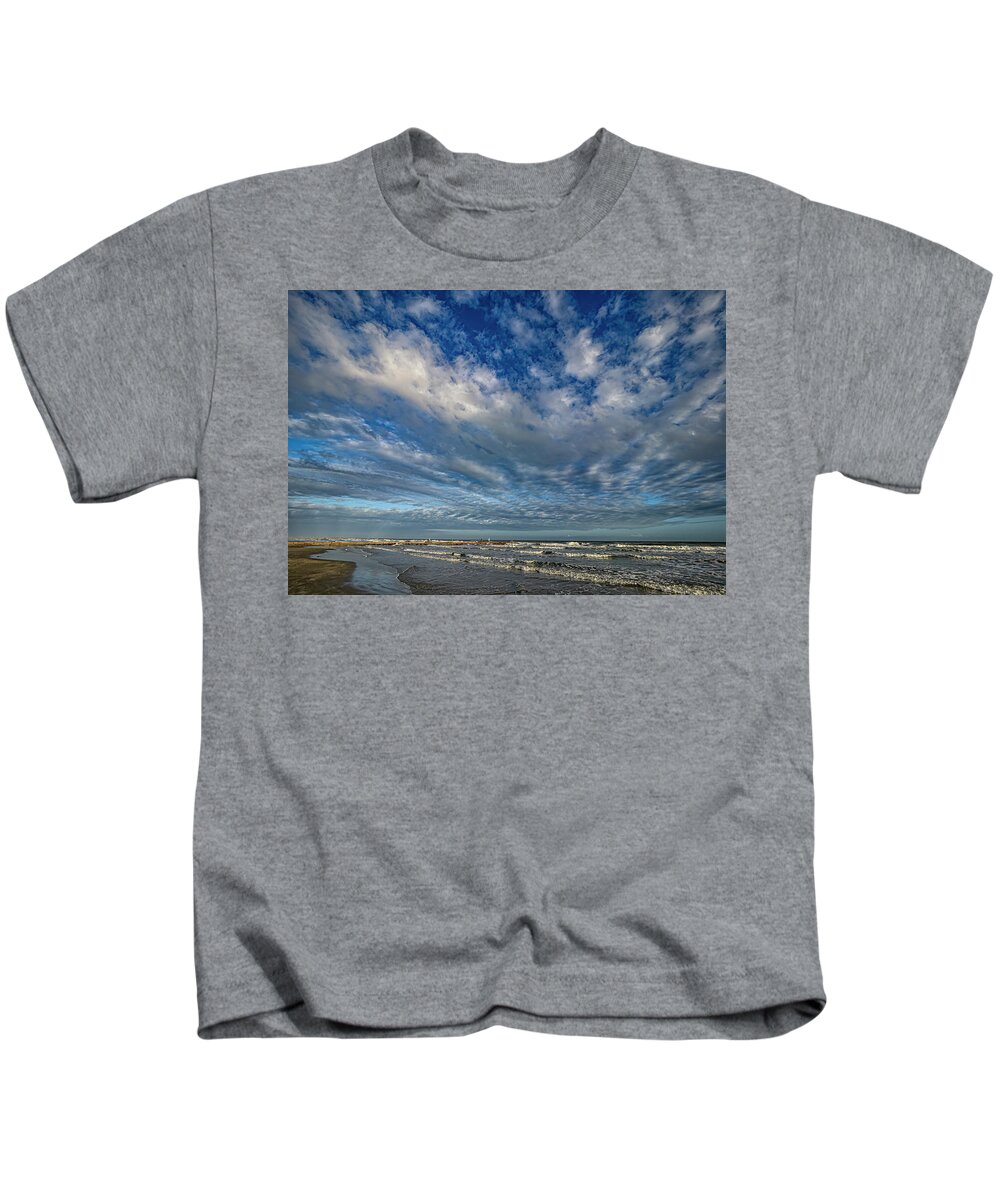 Landscape Kids T-Shirt featuring the photograph Big Sky Galveston by Jerry Connally