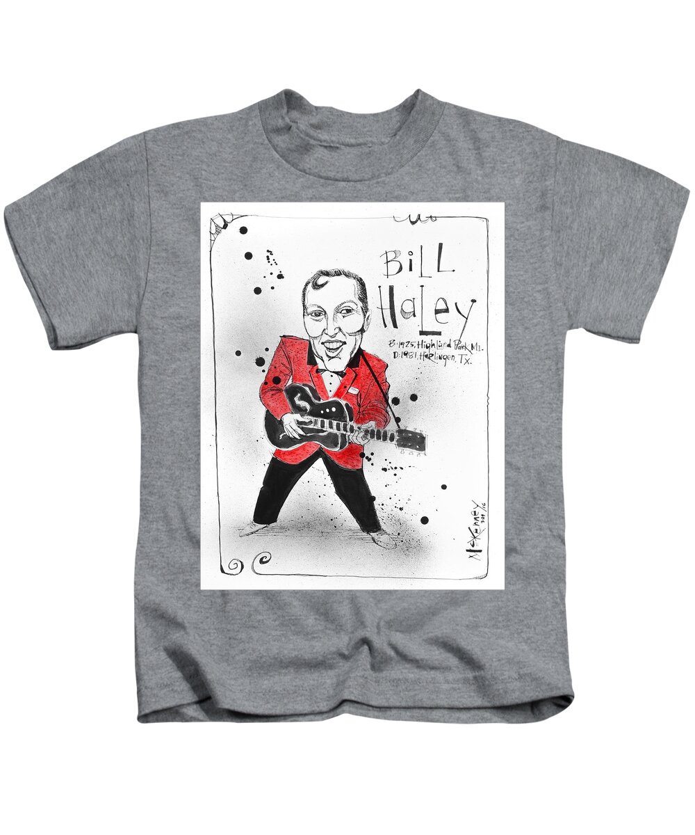  Kids T-Shirt featuring the drawing Bill Haley by Phil Mckenney