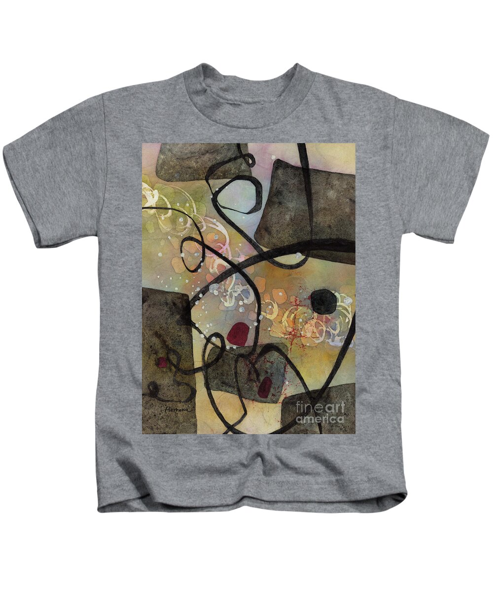 Abstract Kids T-Shirt featuring the painting Black Passage 1 by Hailey E Herrera