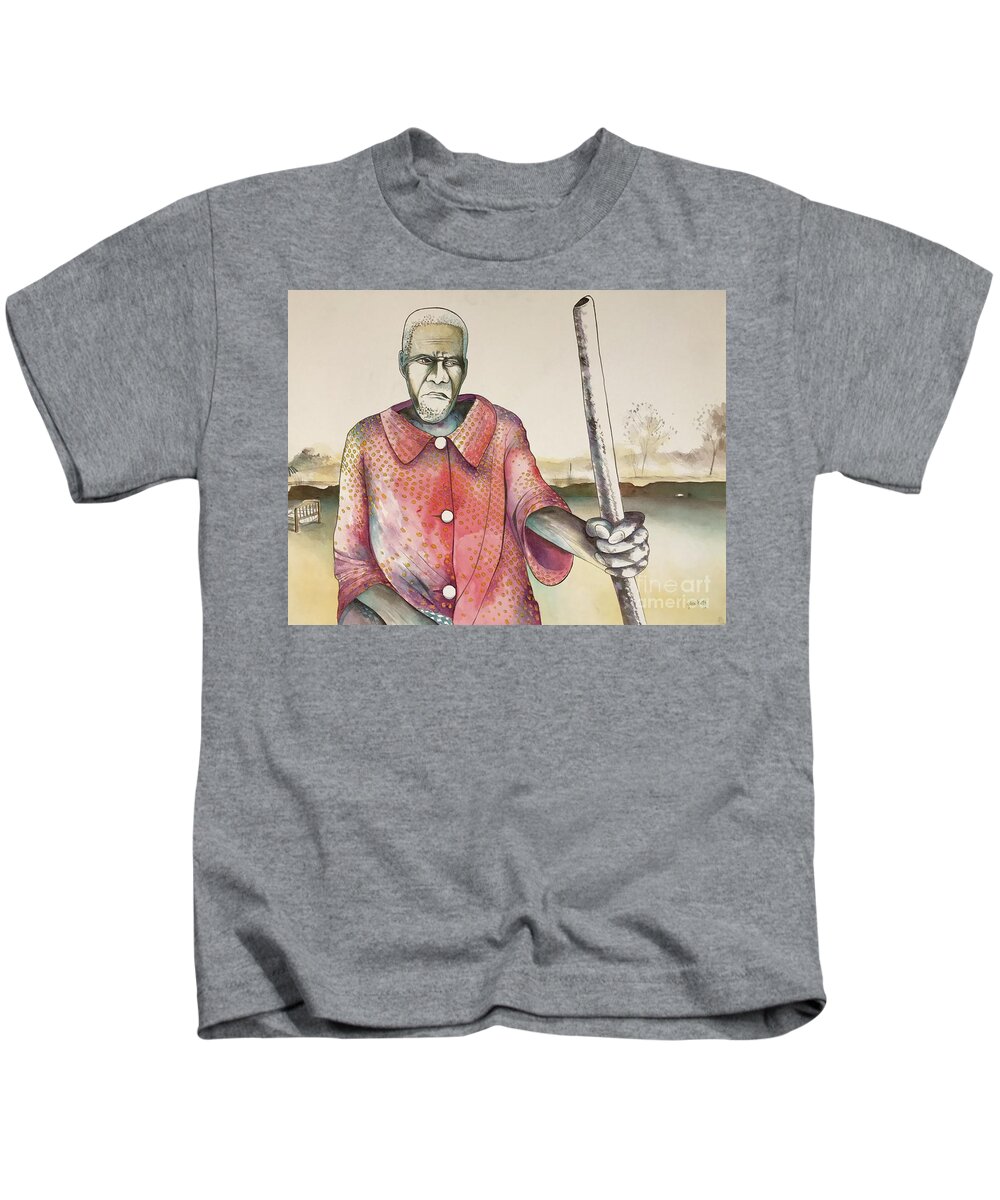 #blind Kids T-Shirt featuring the painting Blind Man and Staff by Glen Neff
