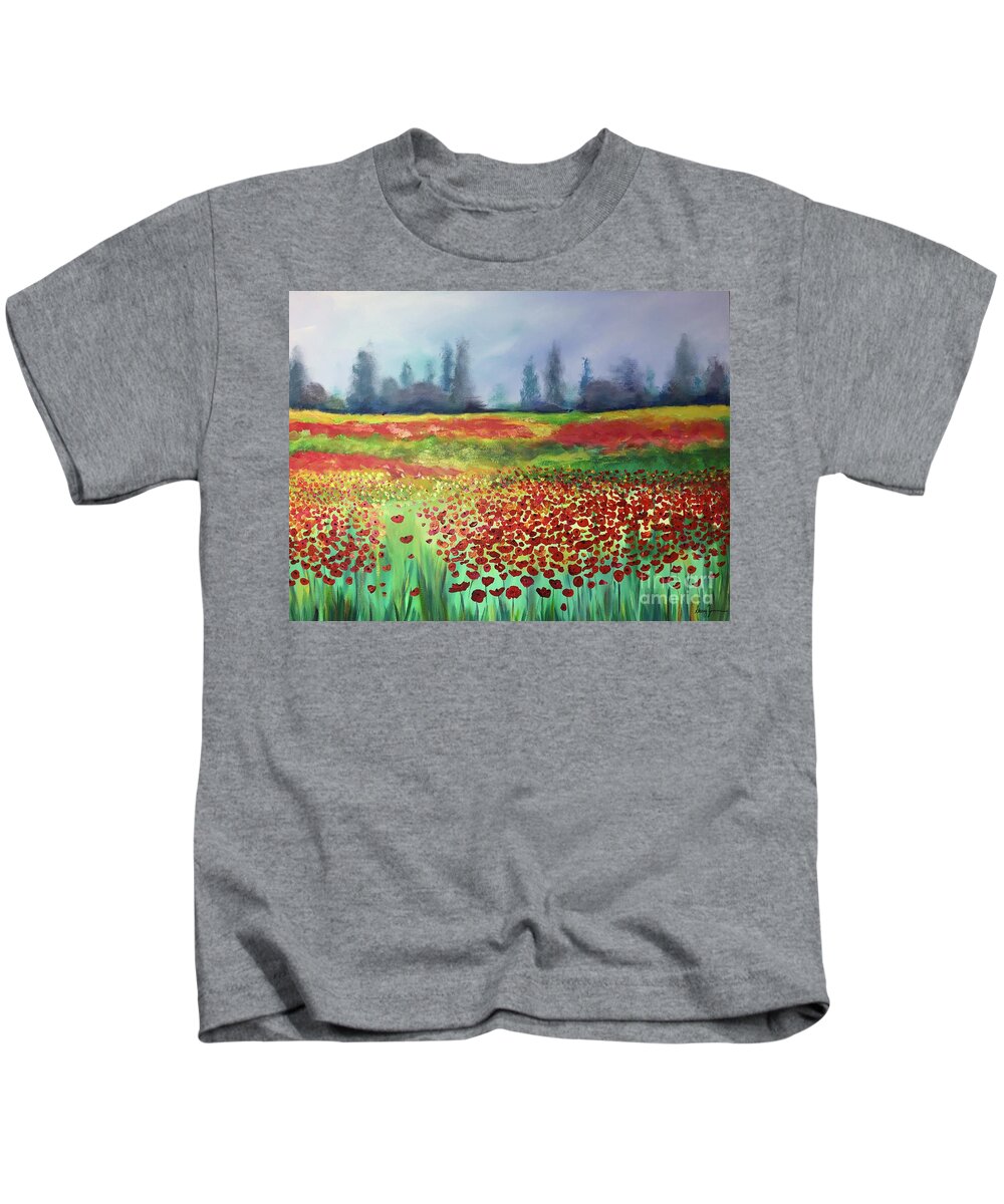 Valentine’s Day Kids T-Shirt featuring the painting Blooming Romance by Stacey Zimmerman