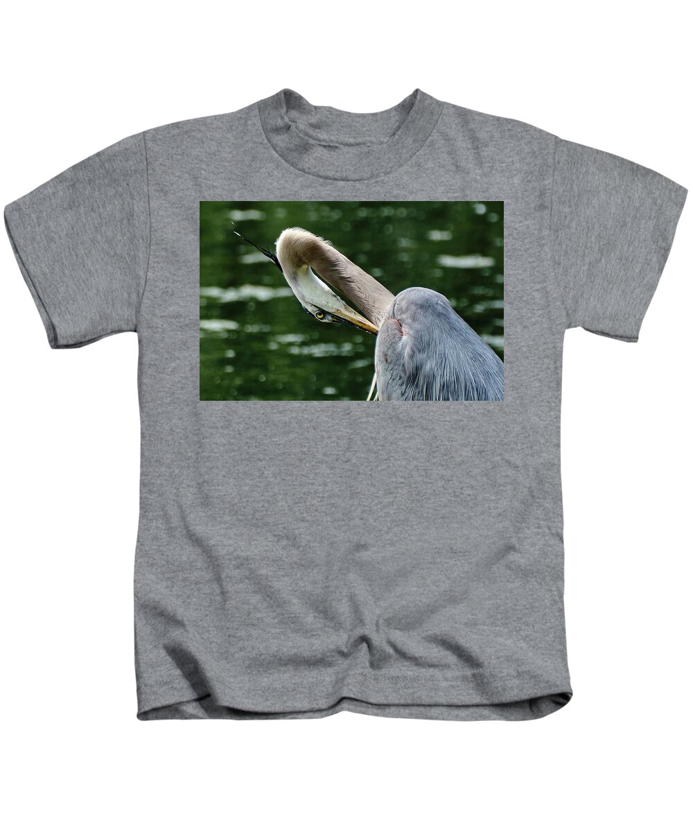 Grand Héron Kids T-Shirt featuring the photograph Blue heron close up by Carl Marceau