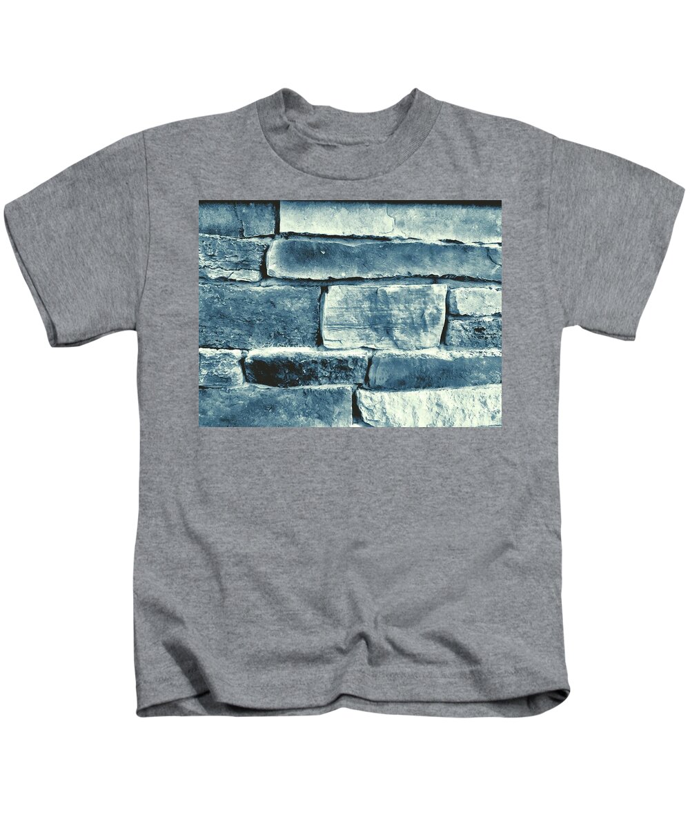 Bricks Kids T-Shirt featuring the photograph Blue Wall by Juliette Becker