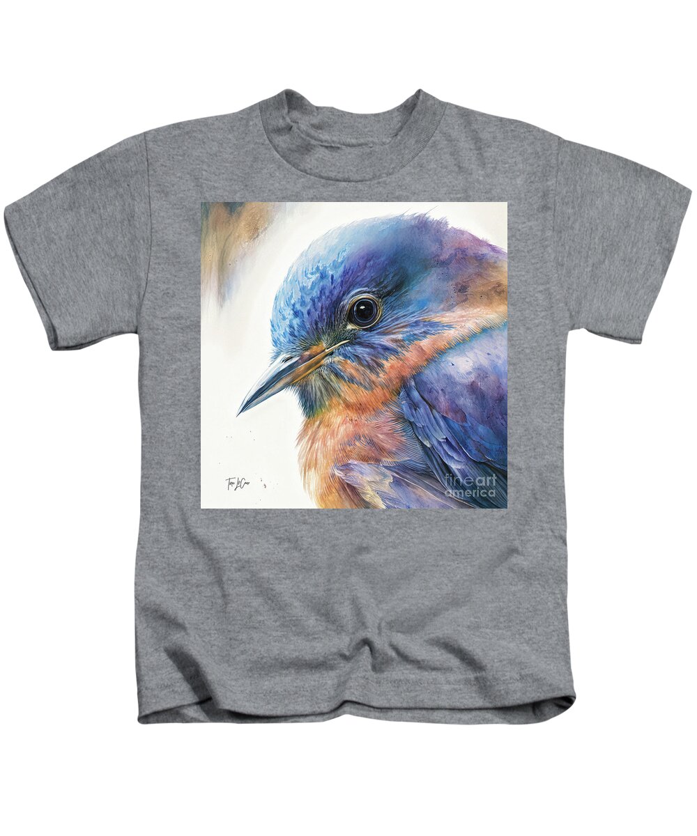 Eastern Bluebird Kids T-Shirt featuring the painting Bluebird Portrait by Tina LeCour