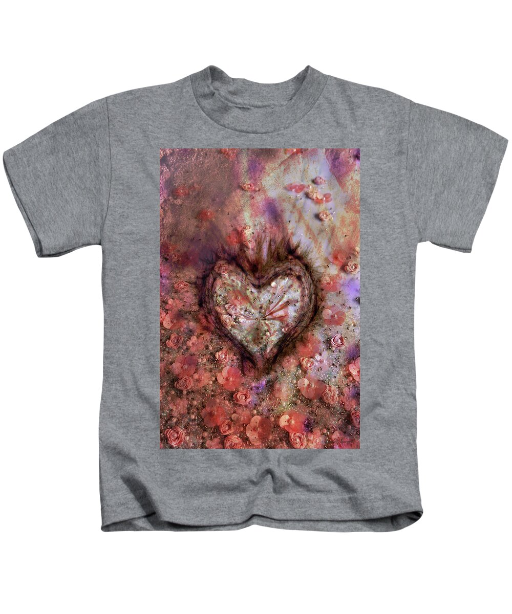 Bohemian Heart Kids T-Shirt featuring the digital art Bohemian heart by Linda Sannuti