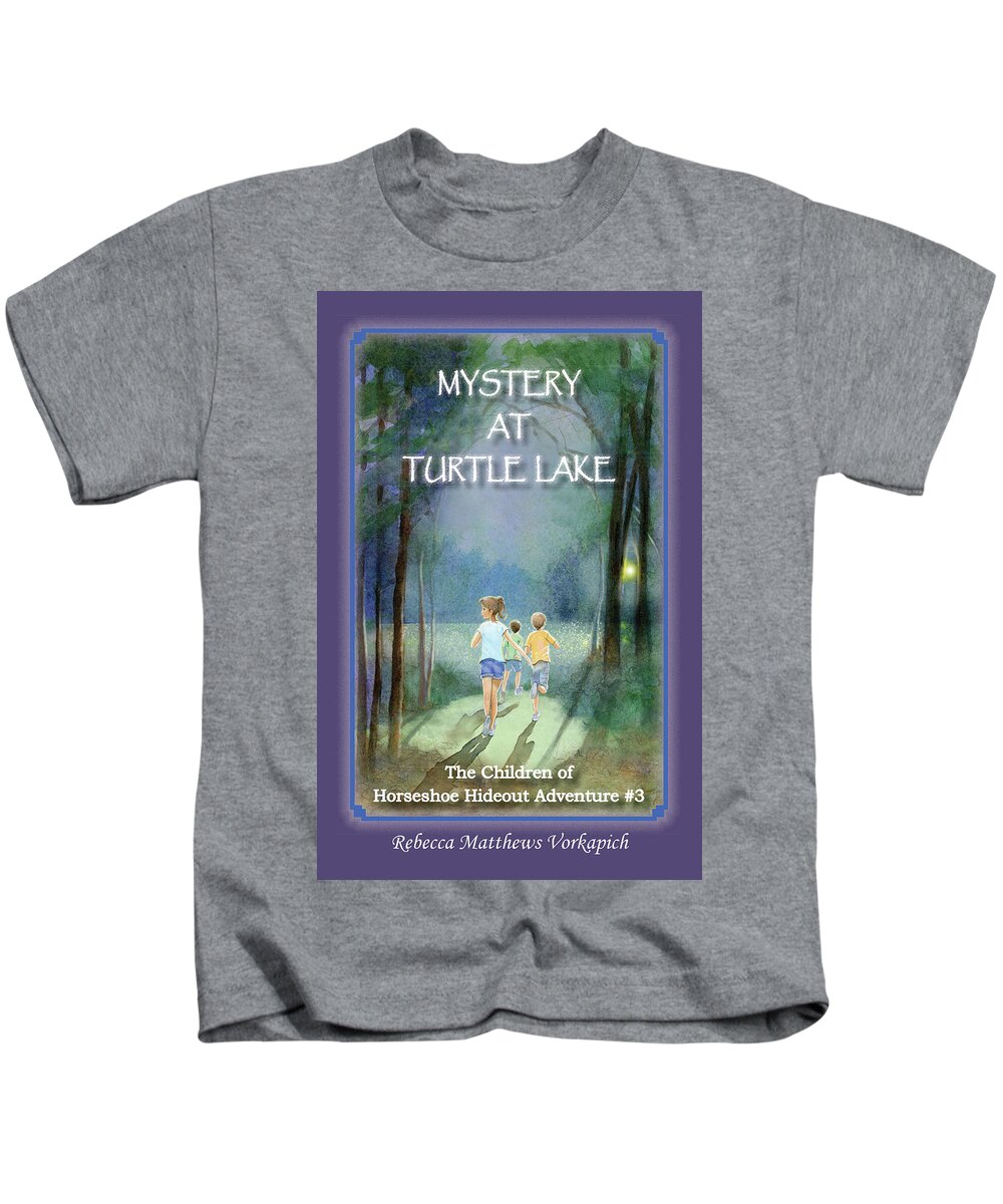 The Children Of Horseshoe Hideout Kids T-Shirt featuring the painting Book cover for The Children of Horseshoe Hideout Book #3 by Rebecca Matthews