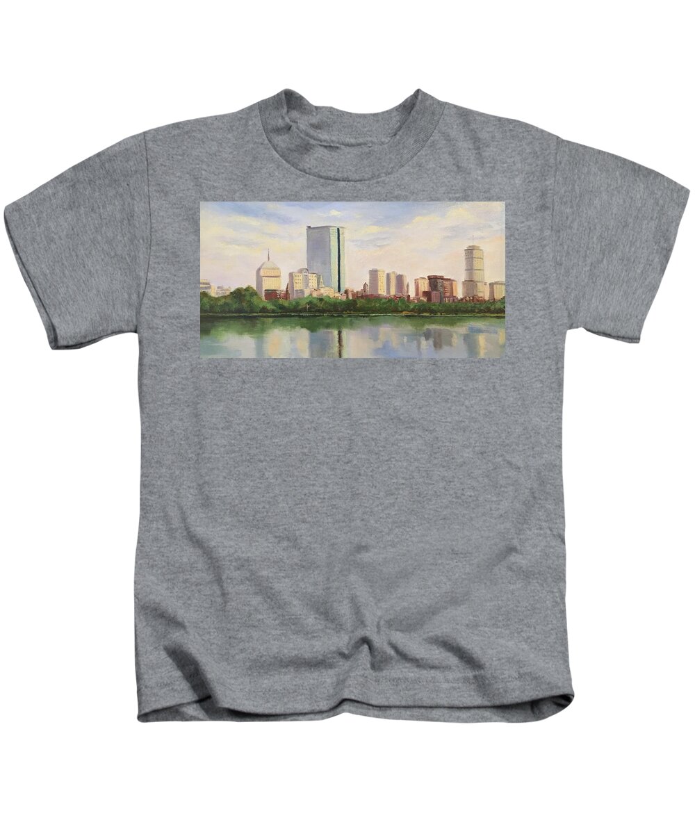 Boston Kids T-Shirt featuring the painting Boston by Judy Rixom