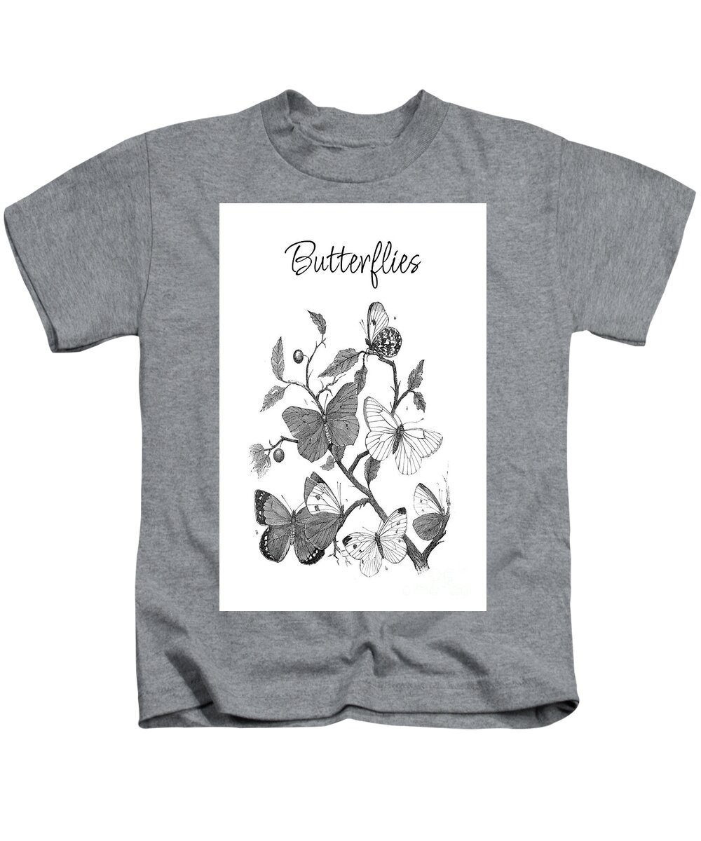 Butterflies Kids T-Shirt featuring the mixed media Butterflies by Tina LeCour