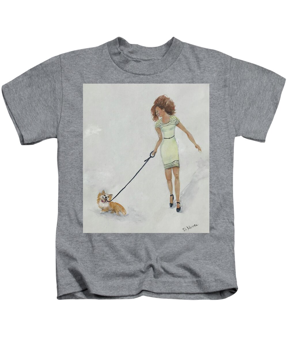 Fashion Illustration Kids T-Shirt featuring the painting Captivating Ladies 4 by Deborah Naves