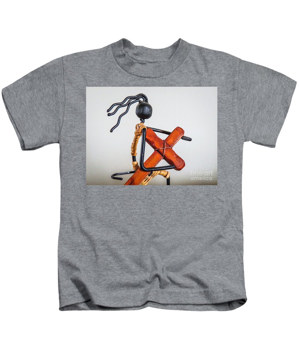 Cross Kids T-Shirt featuring the photograph Carrying The Cross by Eddy Mann