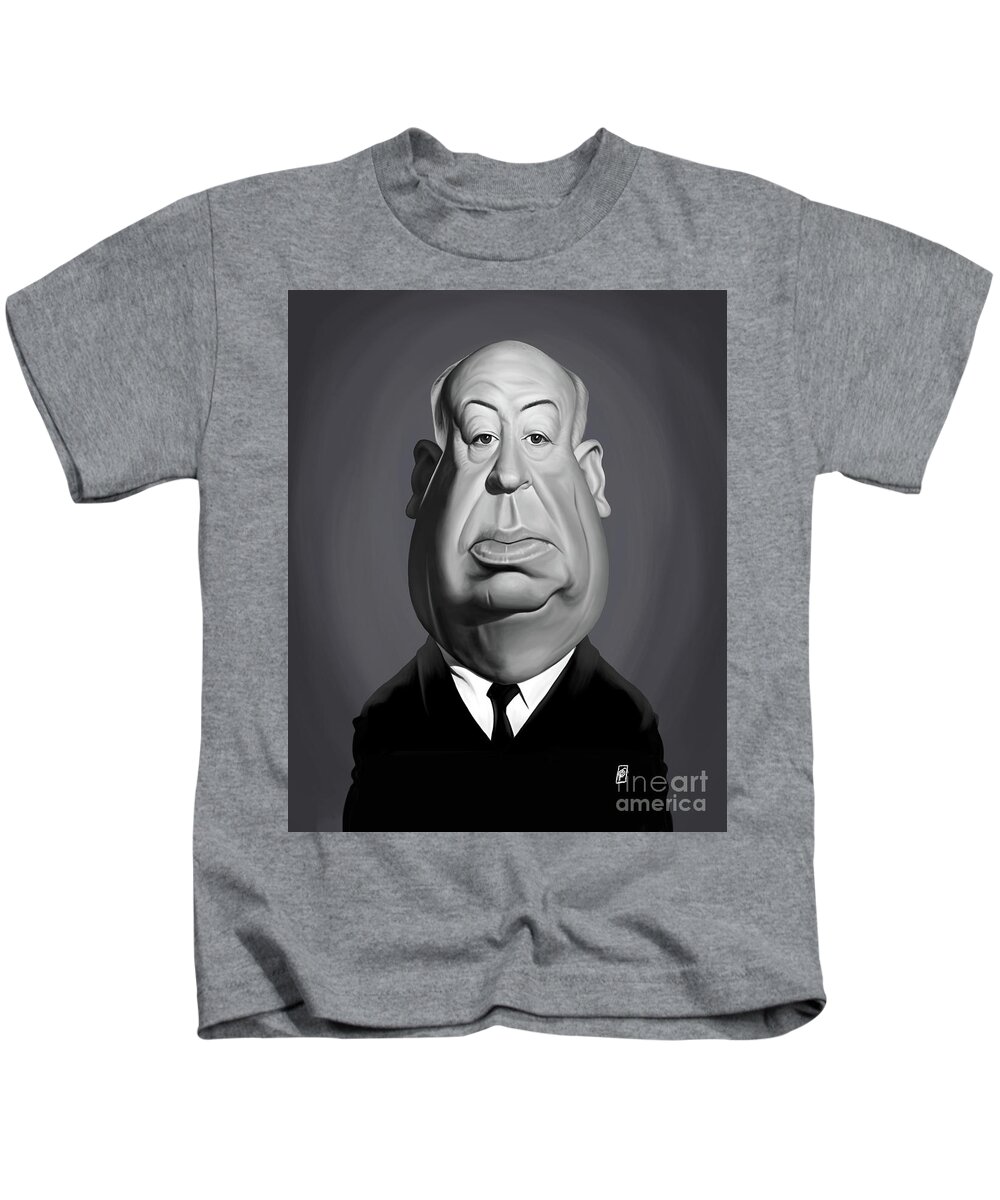 Illustration Kids T-Shirt featuring the digital art Celebrity Sunday - Alfred hitchcock by Rob Snow