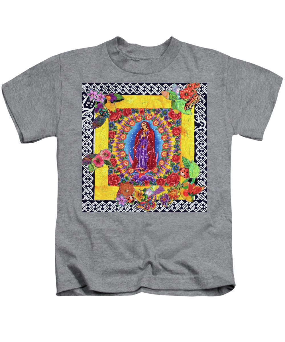 Day Of The Dead Kids T-Shirt featuring the mixed media Center of Day of the Dead by Vivian Aumond