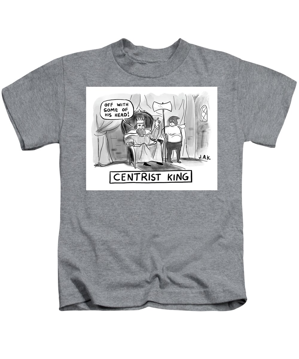 Centrist King Kids T-Shirt featuring the drawing Centrist King by Jason Adam Katzenstein