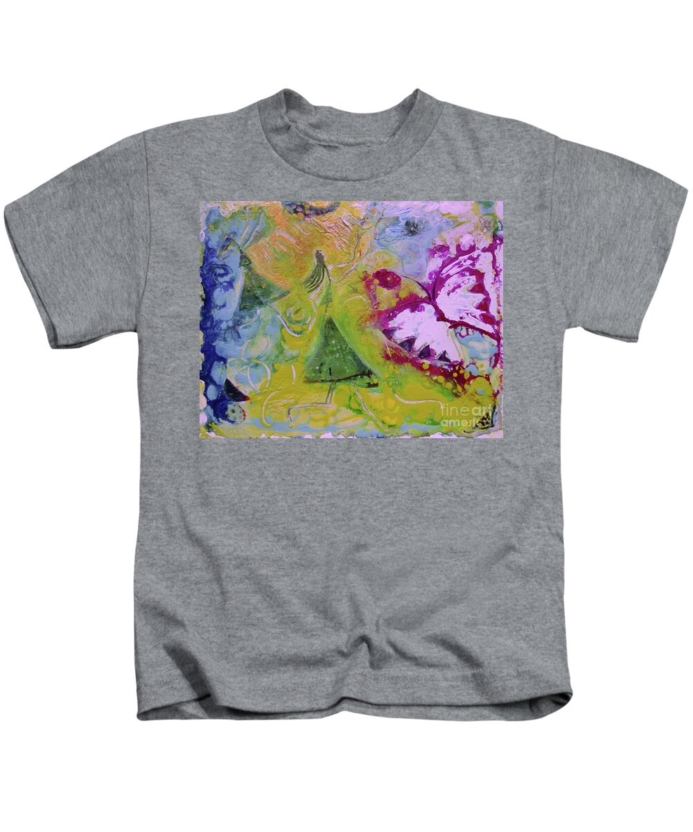  Kids T-Shirt featuring the painting Chasing Butterflies by Cherie Salerno