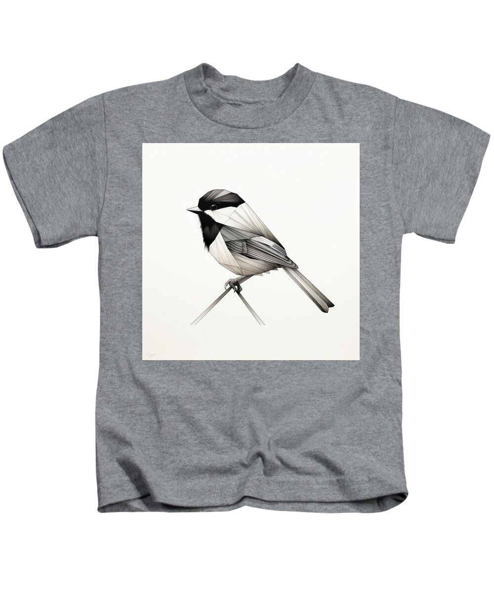 Chickadee Kids T-Shirt featuring the painting Chickadee's Secrets by Lourry Legarde