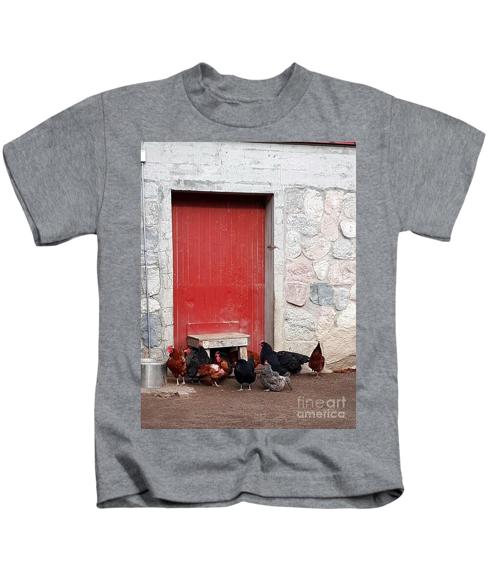 Chickens Kids T-Shirt featuring the photograph Chickens by Harvest Moon Photography By Cheryl Ellis