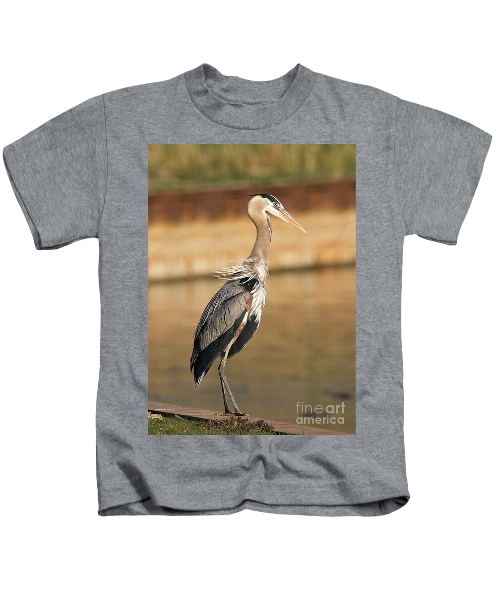 Great Blue Heron Kids T-Shirt featuring the photograph Classic Great Heron Pose by Yvonne M Smith