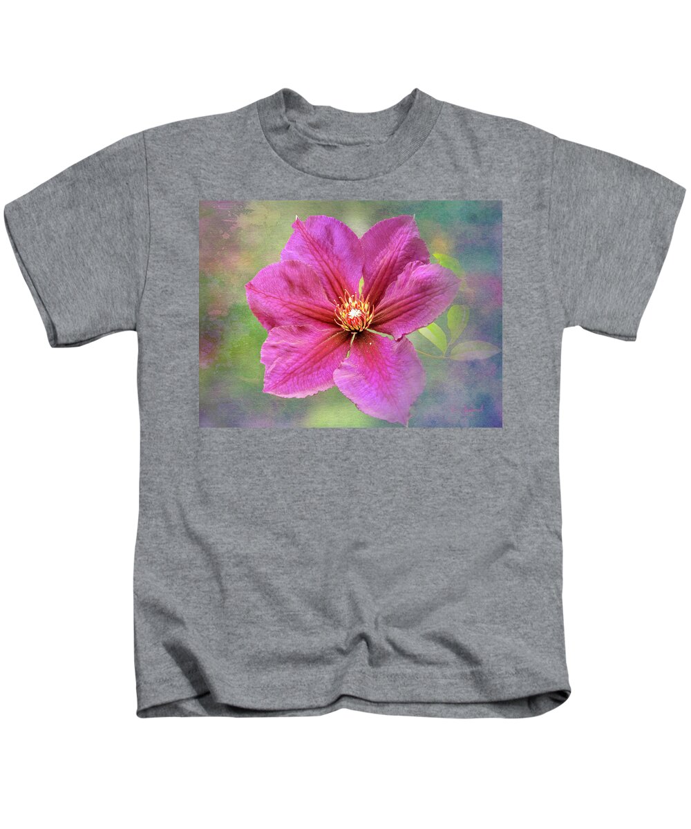 Abstract Kids T-Shirt featuring the photograph Clematis by Sue Leonard