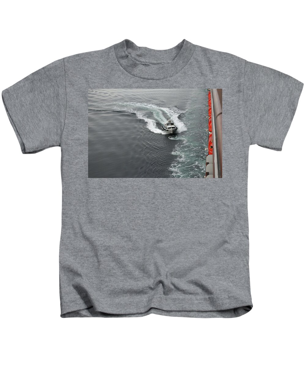 Alaska Kids T-Shirt featuring the photograph Closing In Boat by Ed Williams