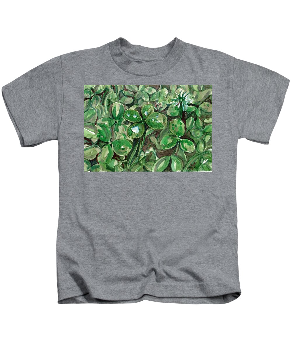 Clover Kids T-Shirt featuring the painting Clover field by George Cret