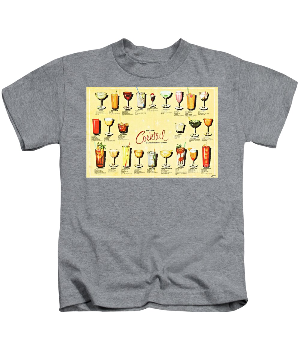 Food And Beverage Kids T-Shirt featuring the mixed media Cocktail Suggestions by Sally Edelstein
