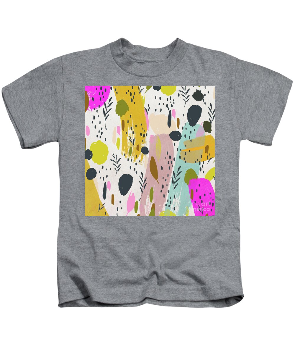 Colorful Abstract Kids T-Shirt featuring the painting Colorful Abstract Floral Watercolor Painting by Modern Art