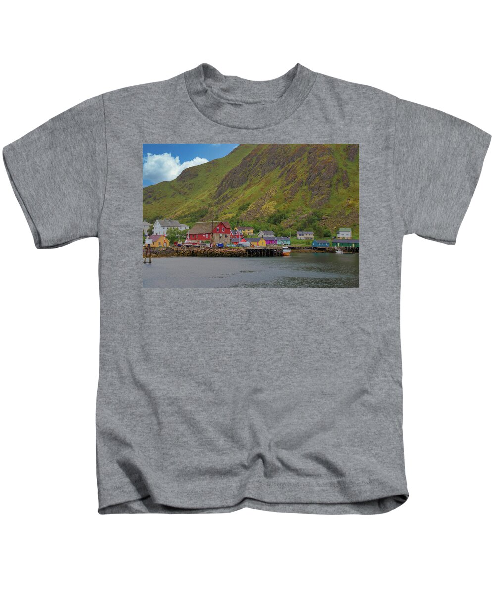 Colorful Kids T-Shirt featuring the photograph Colorful Fishing Village in Lofoten by Matthew DeGrushe