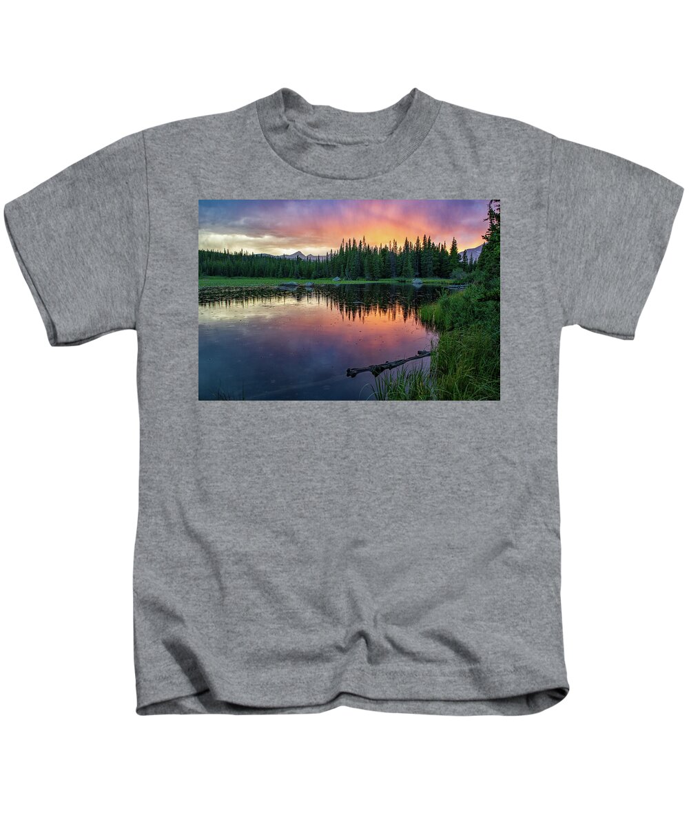 Red Rock Lake Kids T-Shirt featuring the photograph Colors of Summer by Darlene Bushue