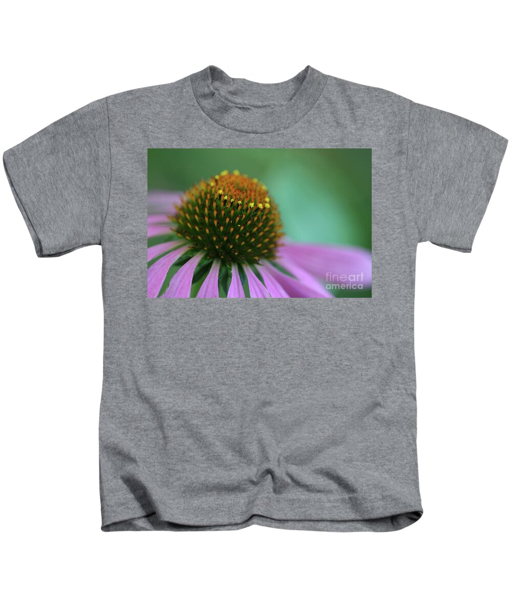 Coneflower; Echinacea; Flower; Blossom; Flower; Flowers; Petals; Close-up; Macro; Purple; Green; Violet; Dreamy; Horizontal; Garden; Spring Kids T-Shirt featuring the photograph Coneflower Dream by Tina Uihlein