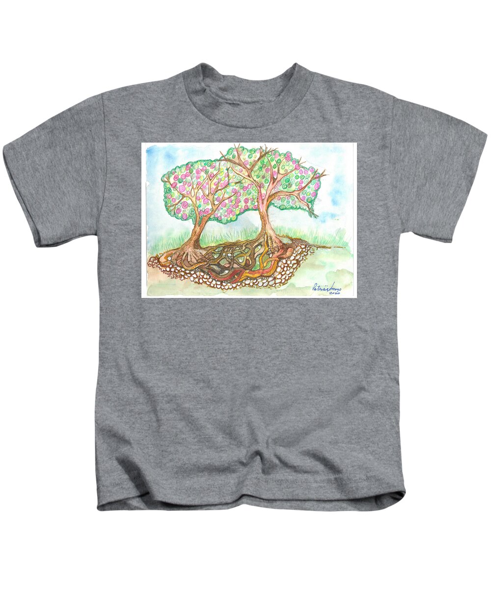 Roots Kids T-Shirt featuring the painting Connection by Patricia Arroyo