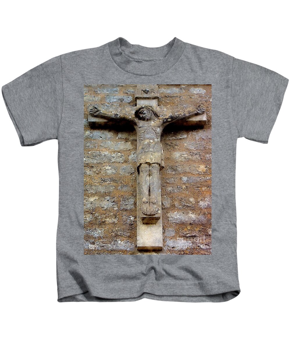 Crucifix Kids T-Shirt featuring the photograph Cotswold Crucifix by Brian Watt